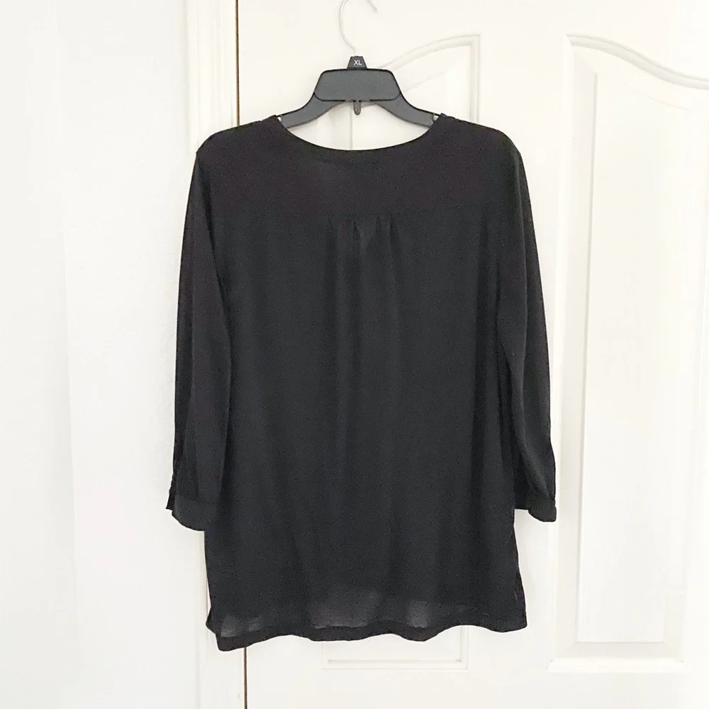 H&M Black Lightweight 3/4 Sleeve Henley Shirt - Picture 4 of 6